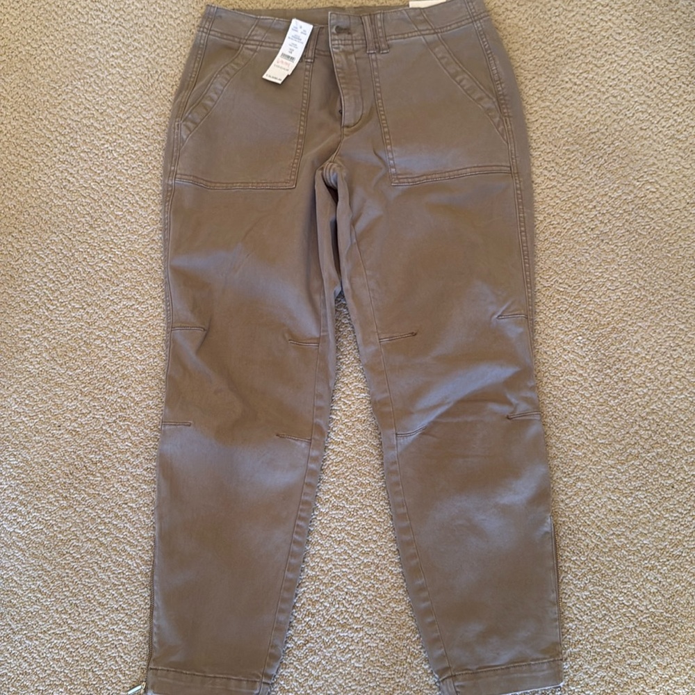 WHBM NWT utility mid-rise slim crop taupe jeans